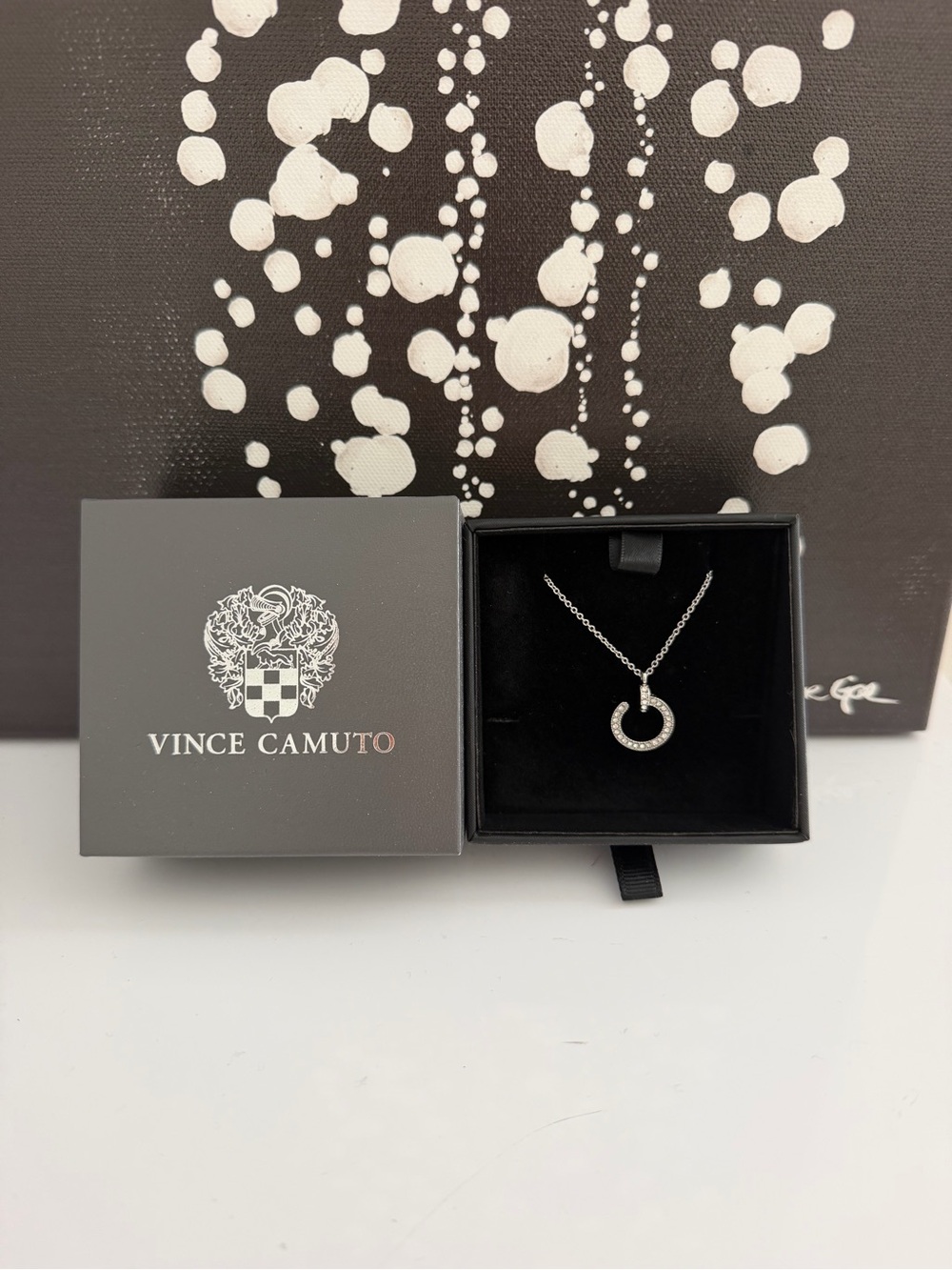 Vince Camuto Silver Crystal Circle Pendant Necklace